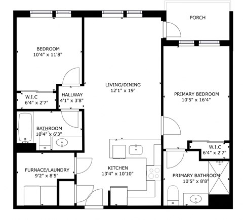a floor plan of a house with an open concept floor plan with bedrooms and baths